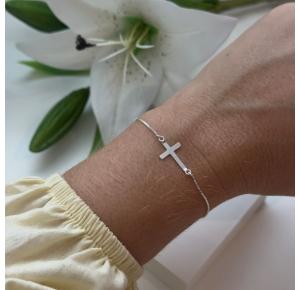 Pulseira Crucifixo Regulável em Prata 925